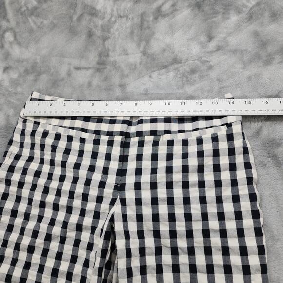 Ann Taylor LOFT Pants Womens 0P White Blue Check Gingham Marisa Crop Stretch - Picture 6 of 10